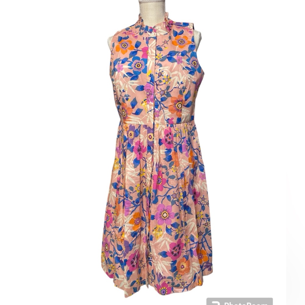EUC J. Crew Floral Midi Dress - Pink and Blue